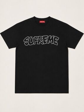 Supreme Black Tee with White Outline Graphic